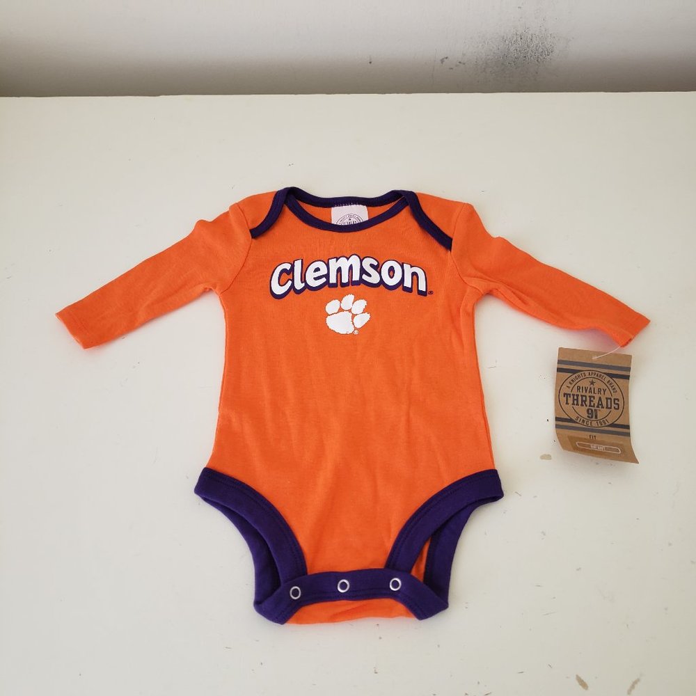Clemson Tigers Long Sleeve One Piece Creeper Baby Infant 3-9 Months Orange NCAA